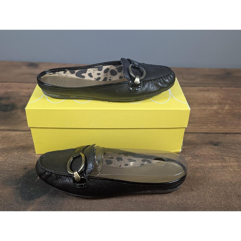 CIRCA Joan‎ David Loafers CJGOLARA 8½ Black Classic Slip On Metal Buckle Modern